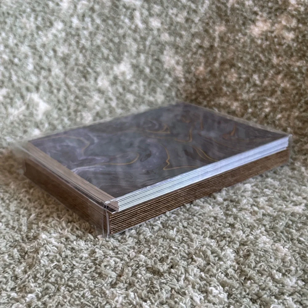 Midnight Blue and Gold Geode Marble Patterned Notecard Set of 10 NWT PS